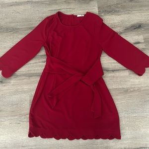 Entro Scallop Hem Short Sleeve Mini Sheath Dress Size Large